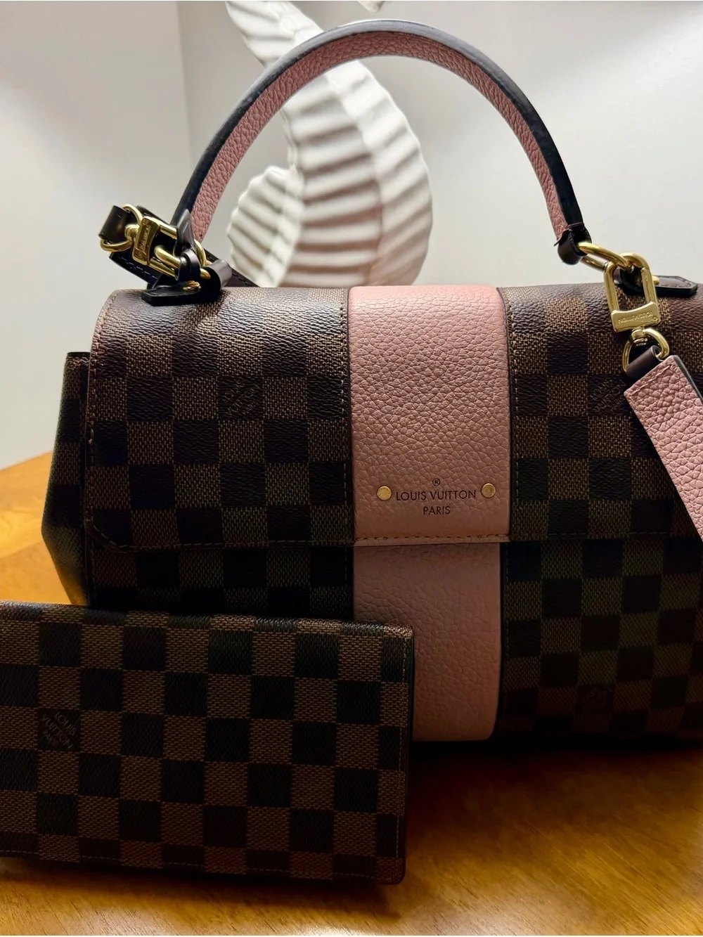 Louis Vuitton Damier Bond Street Bag with Pink Leather Accent